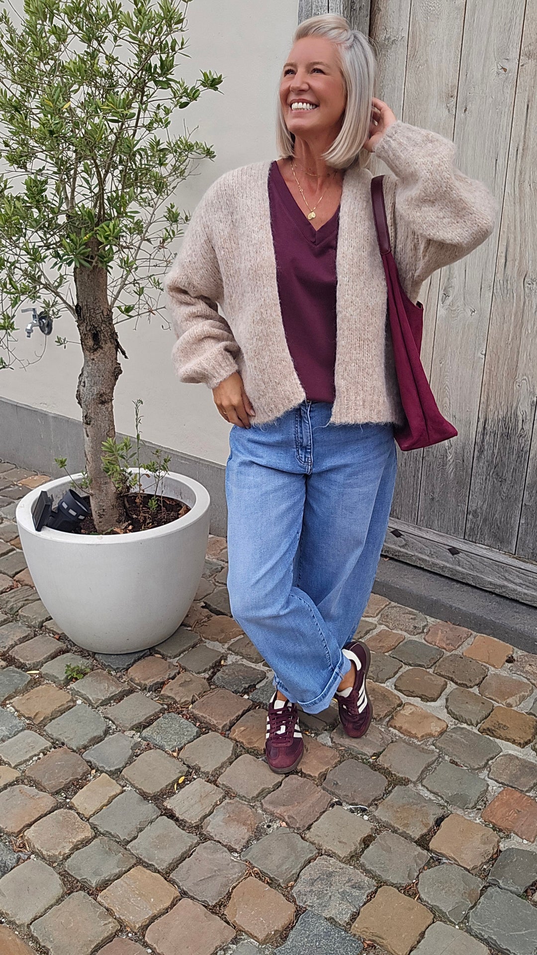 ÉLISE oversized tee plum