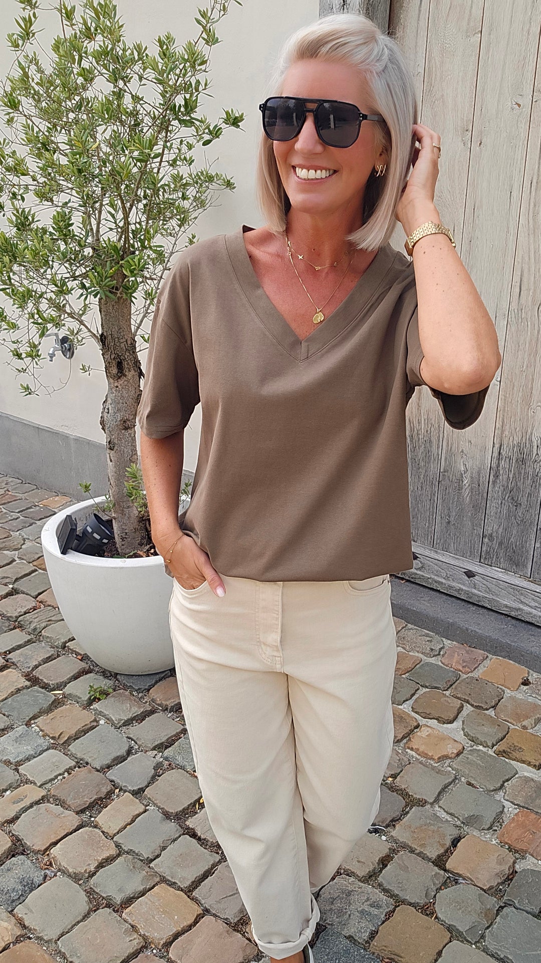ÉLISE oversized tee khaki