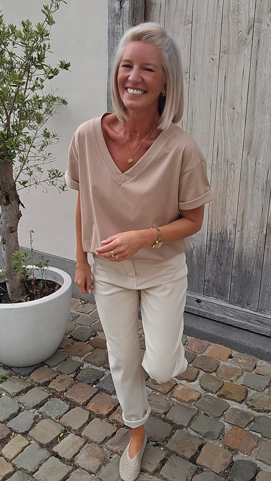 ÉLISE oversized tee soft taupe