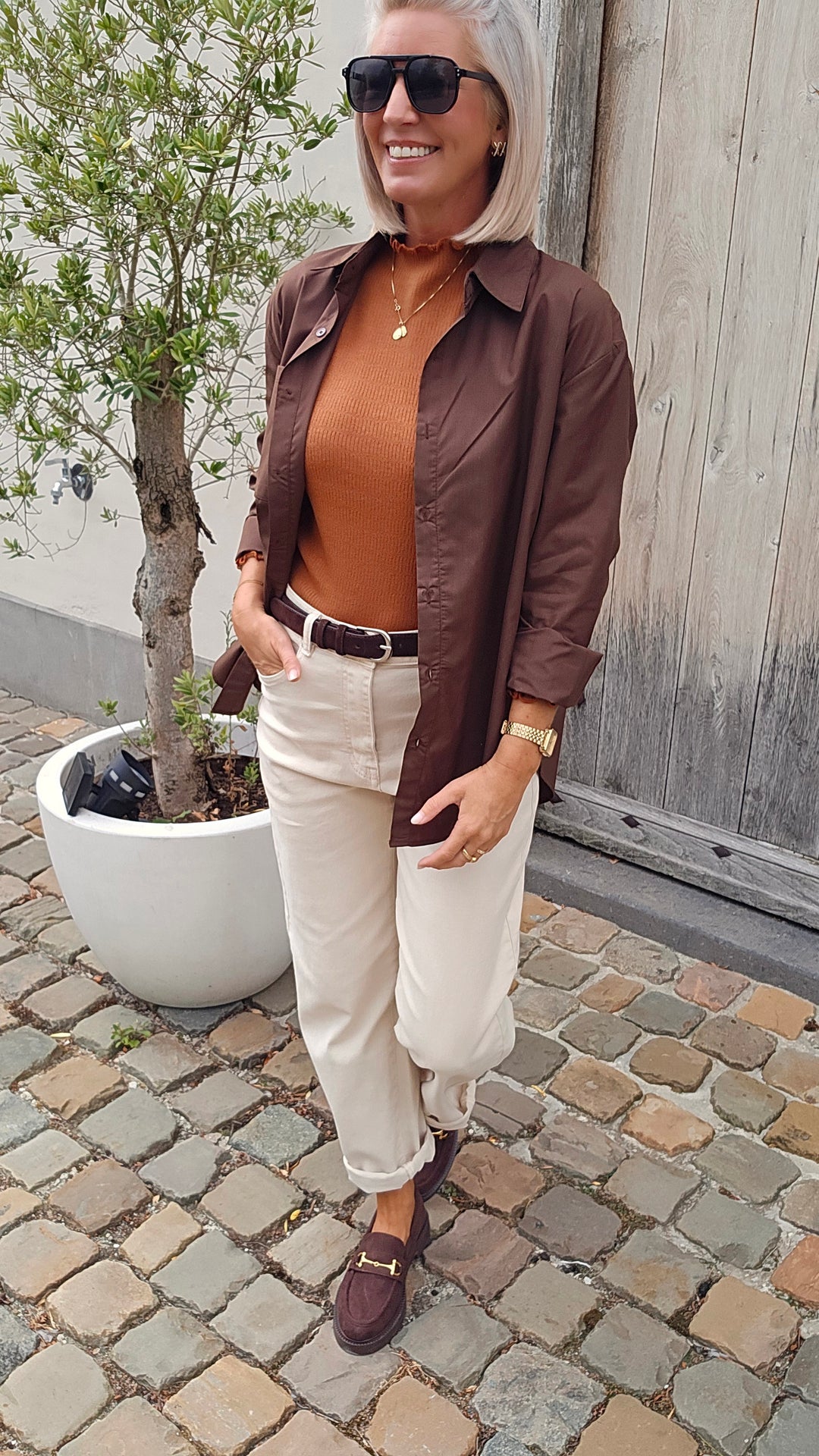 LOUIZE cotton shirt chocolat