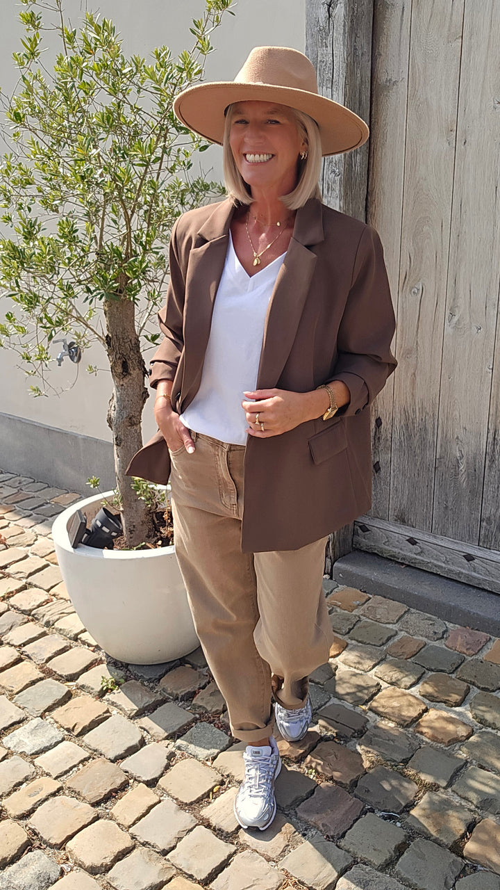 BOBBI mom jeans taupe