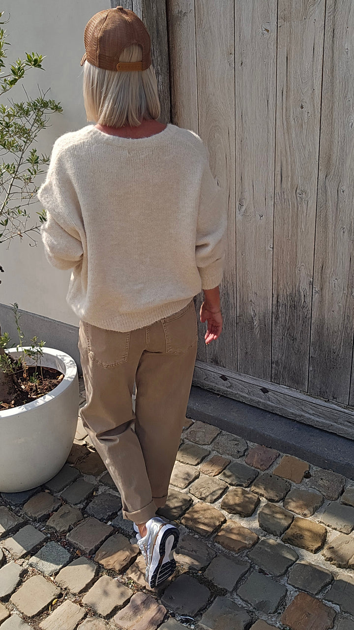 BOBBI mom jeans taupe