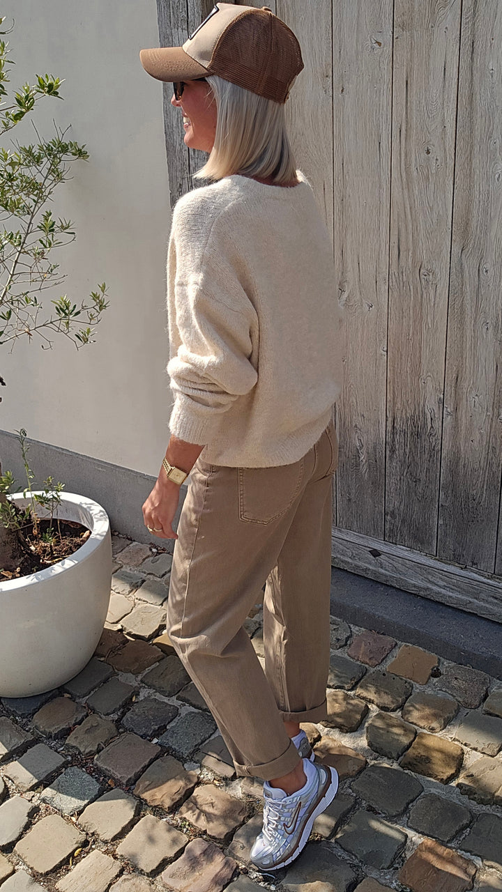 BOBBI mom jeans taupe