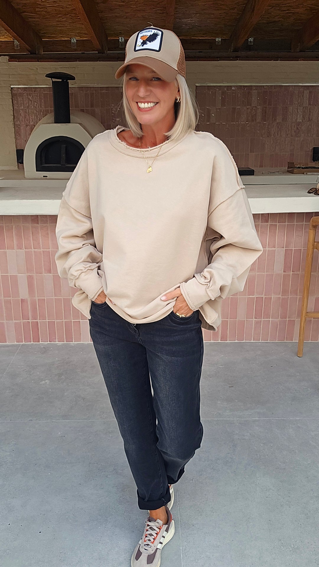 JEANNE mom jeans washed black