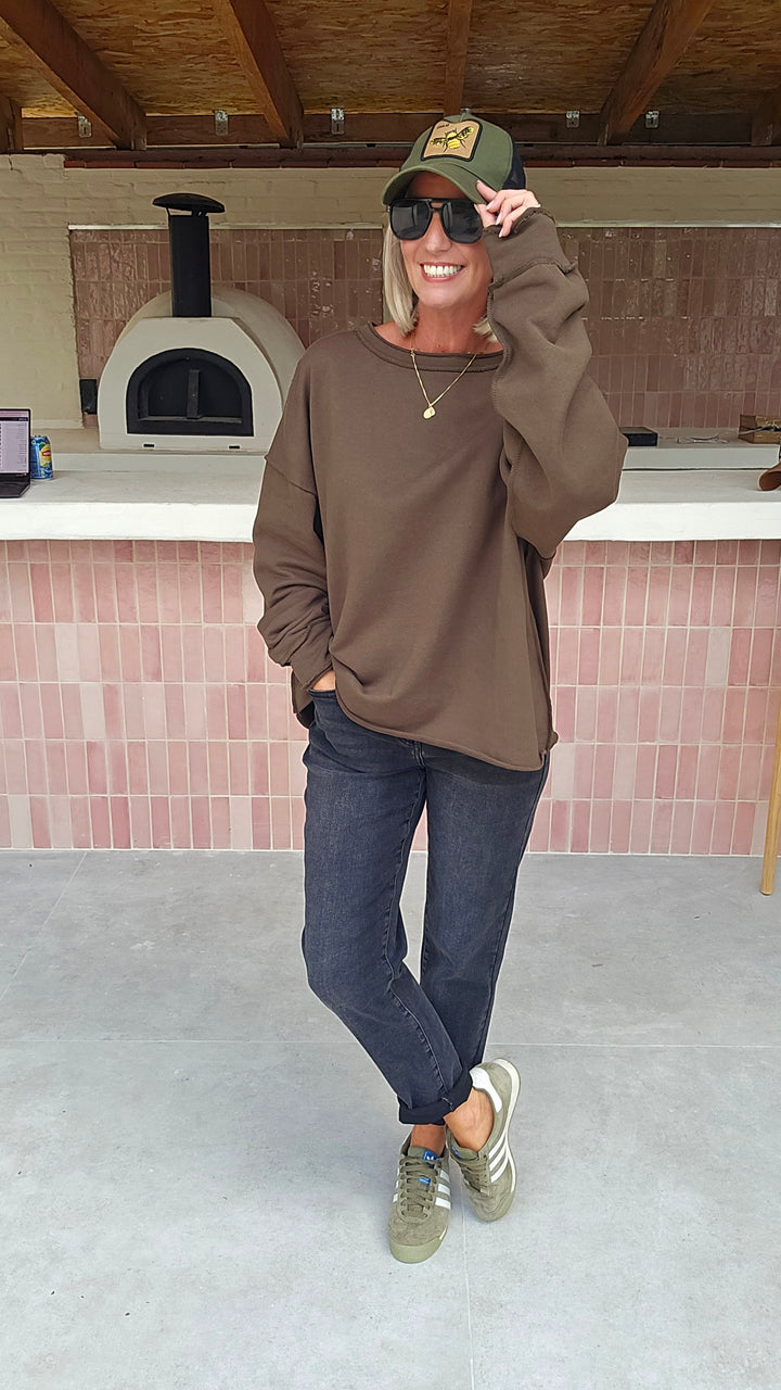 JEANNE mom jeans washed black