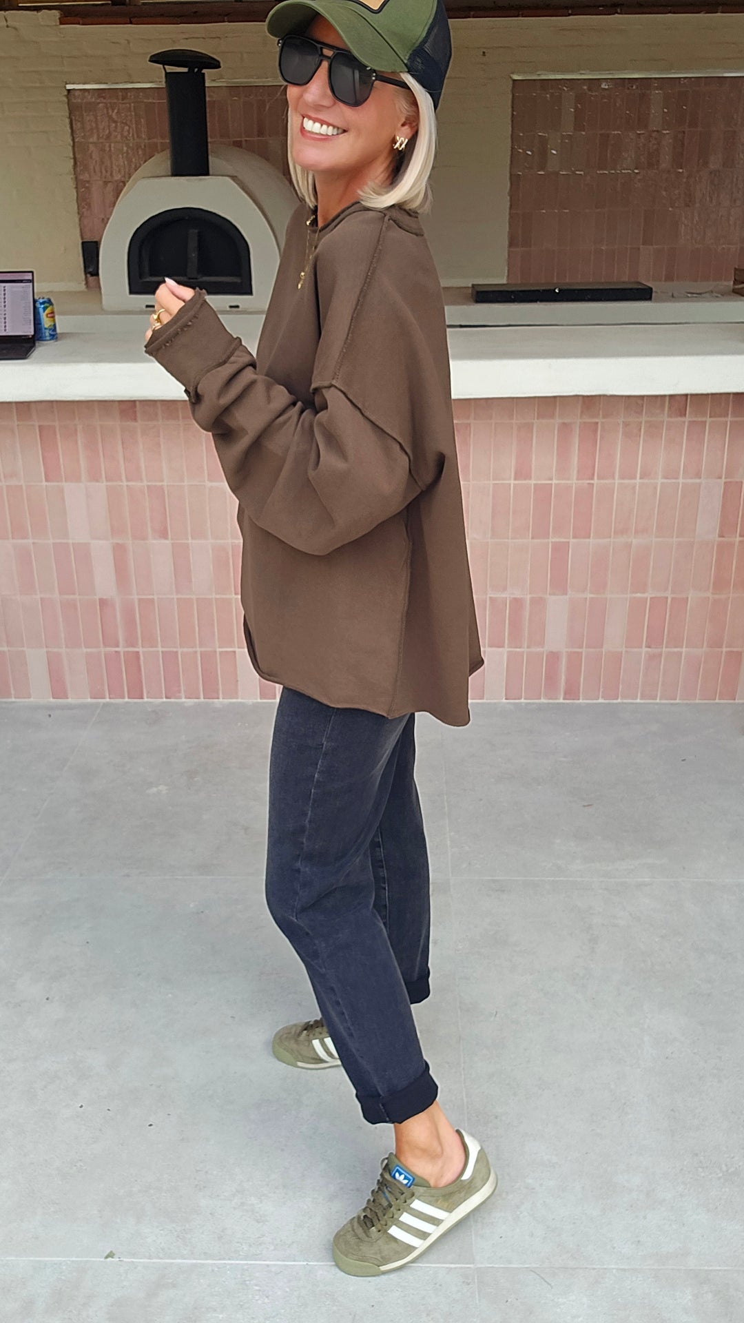 JEANNE mom jeans washed black