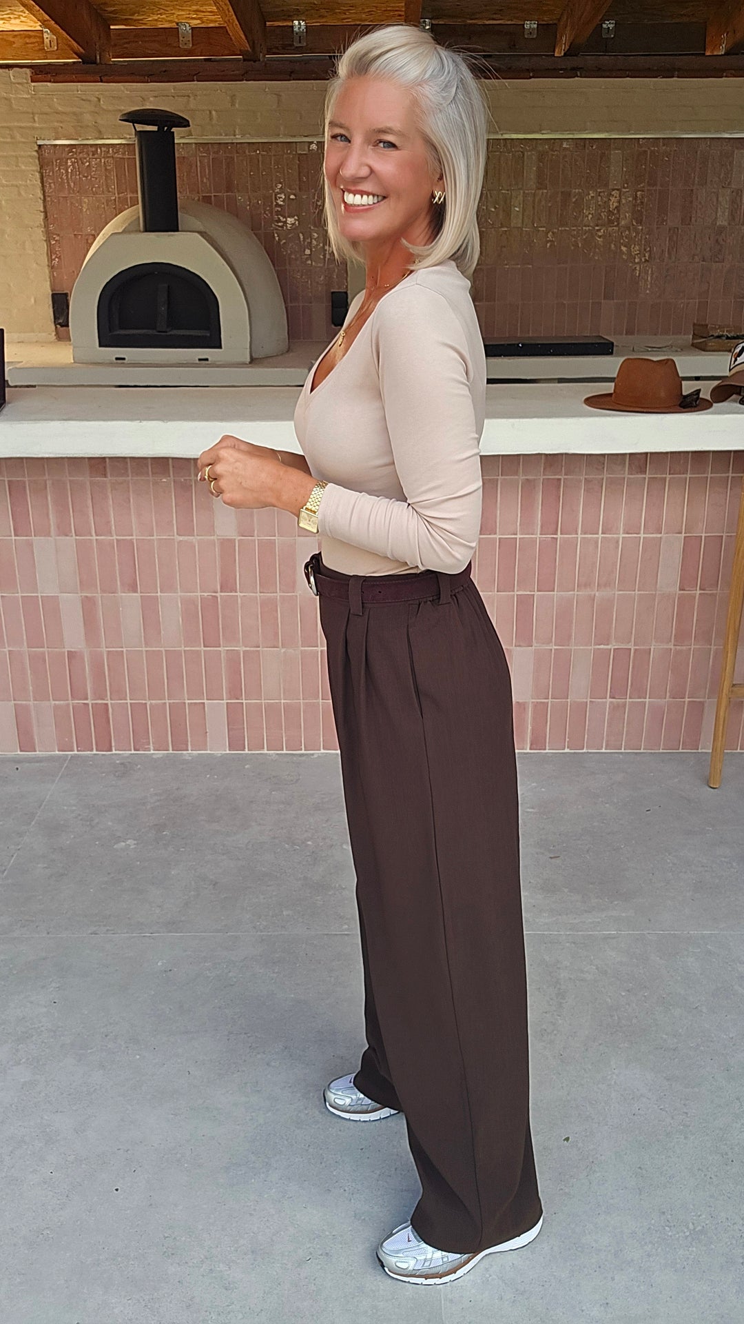 ÉLISE v-neck longsleeve soft taupe