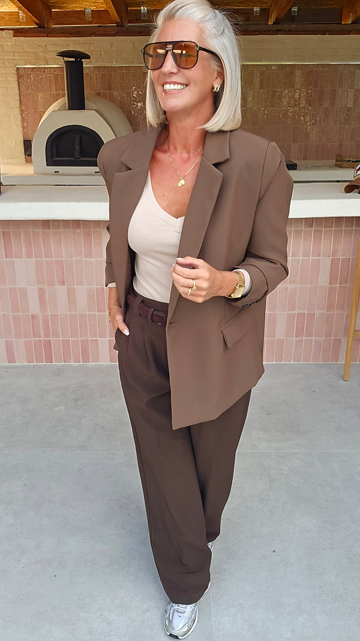 ÉLISE v-neck longsleeve soft taupe