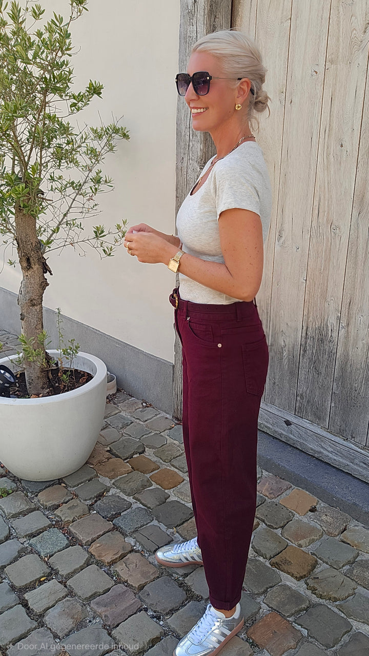 BOBBI mom jeans burgundy