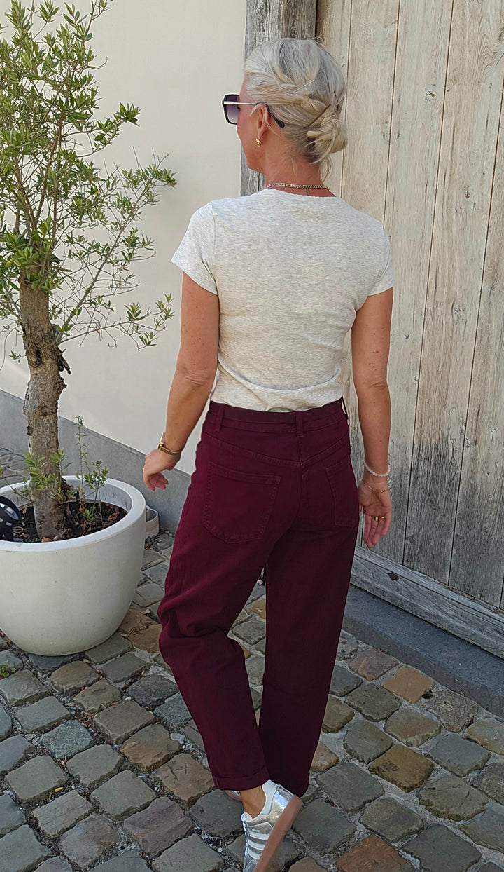BOBBI mom jeans burgundy