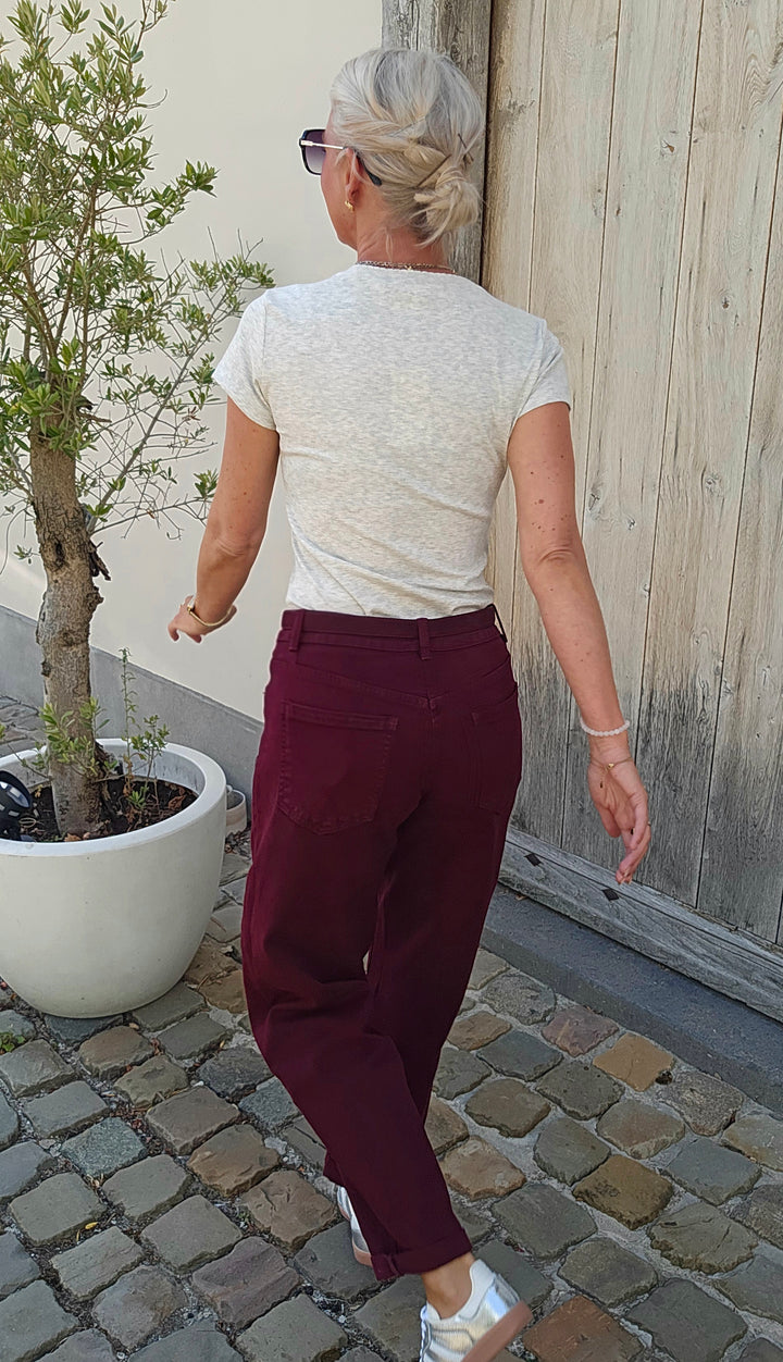 BOBBI mom jeans burgundy
