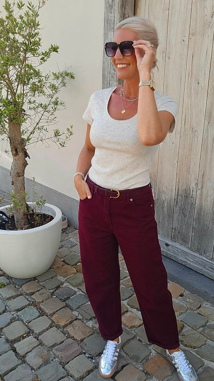 BOBBI mom jeans burgundy