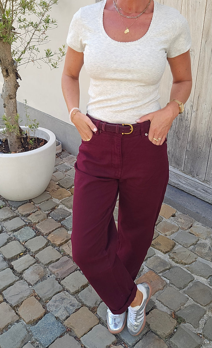 BOBBI mom jeans burgundy