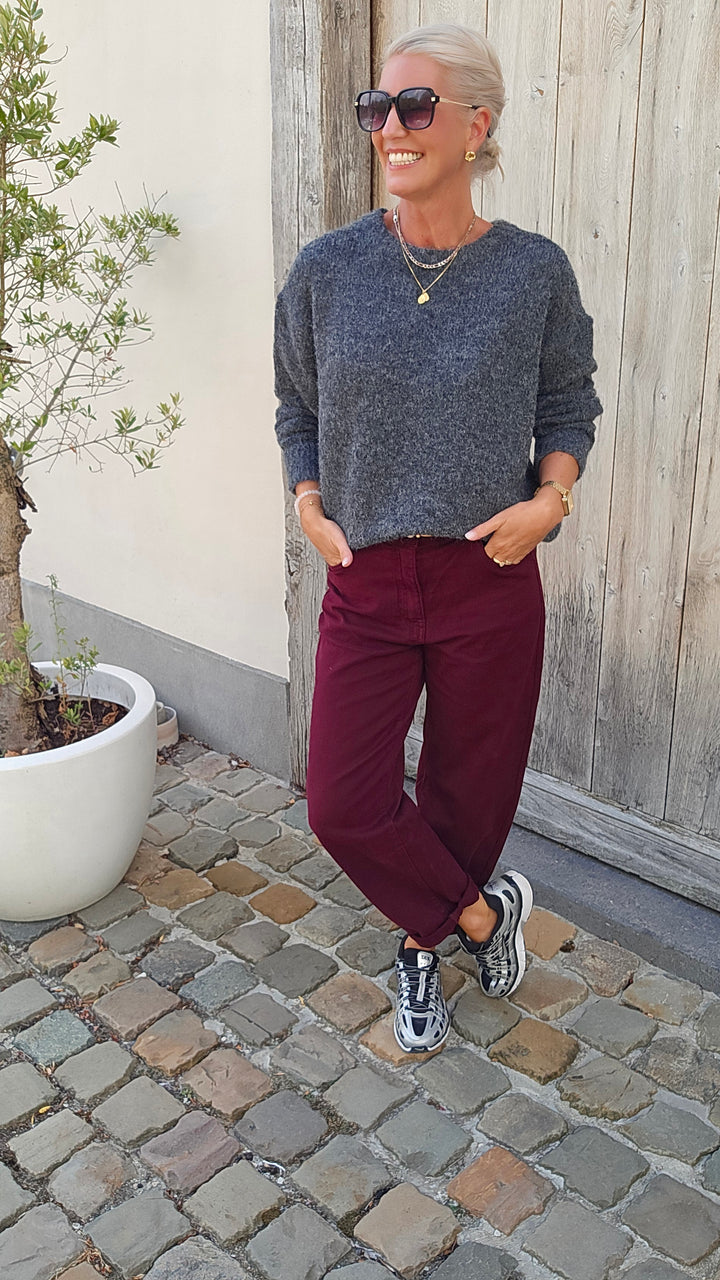 BOBBI mom jeans burgundy