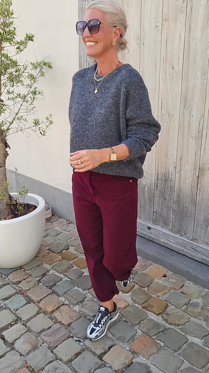 BOBBI mom jeans burgundy