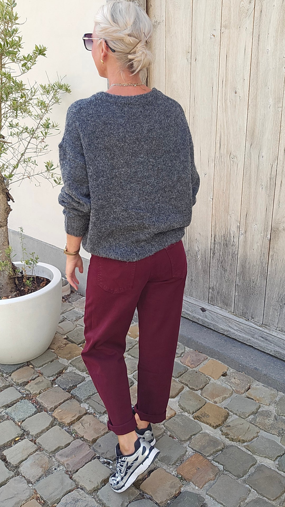 BOBBI mom jeans burgundy