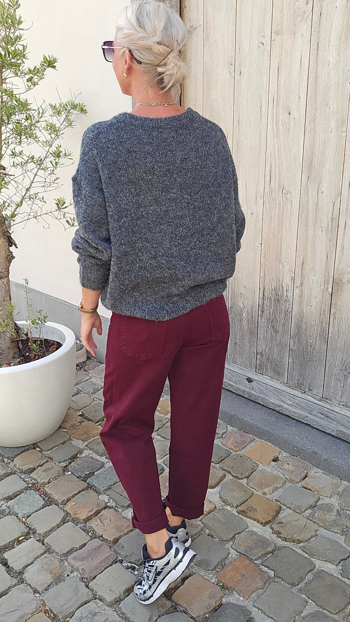BOBBI mom jeans burgundy