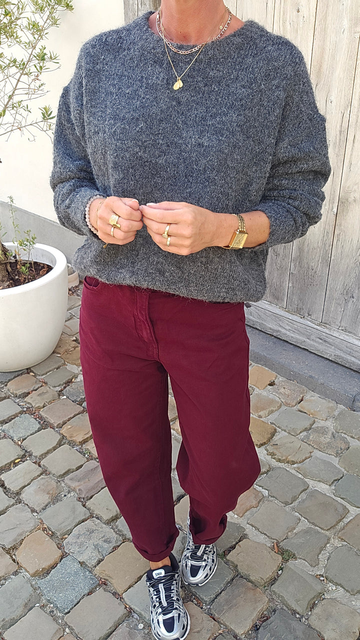 BOBBI mom jeans burgundy