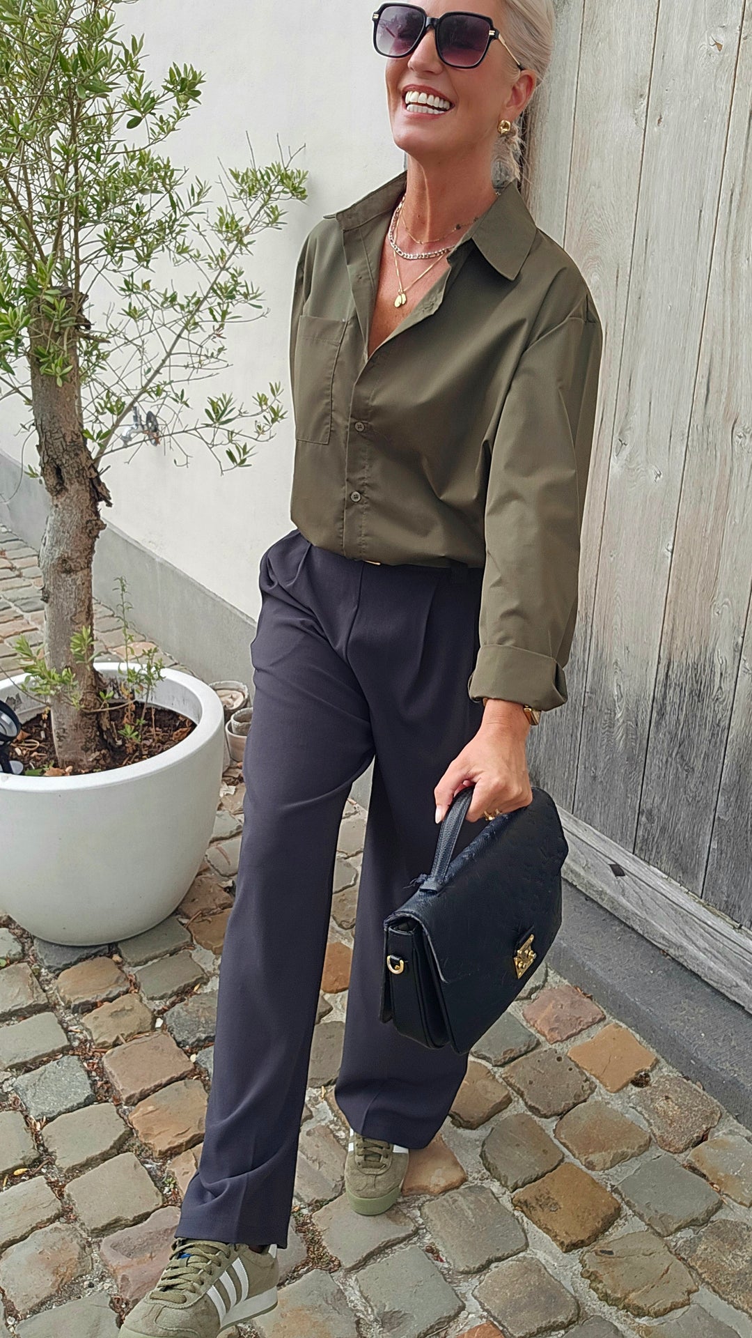 LOUIZE cotton shirt khaki