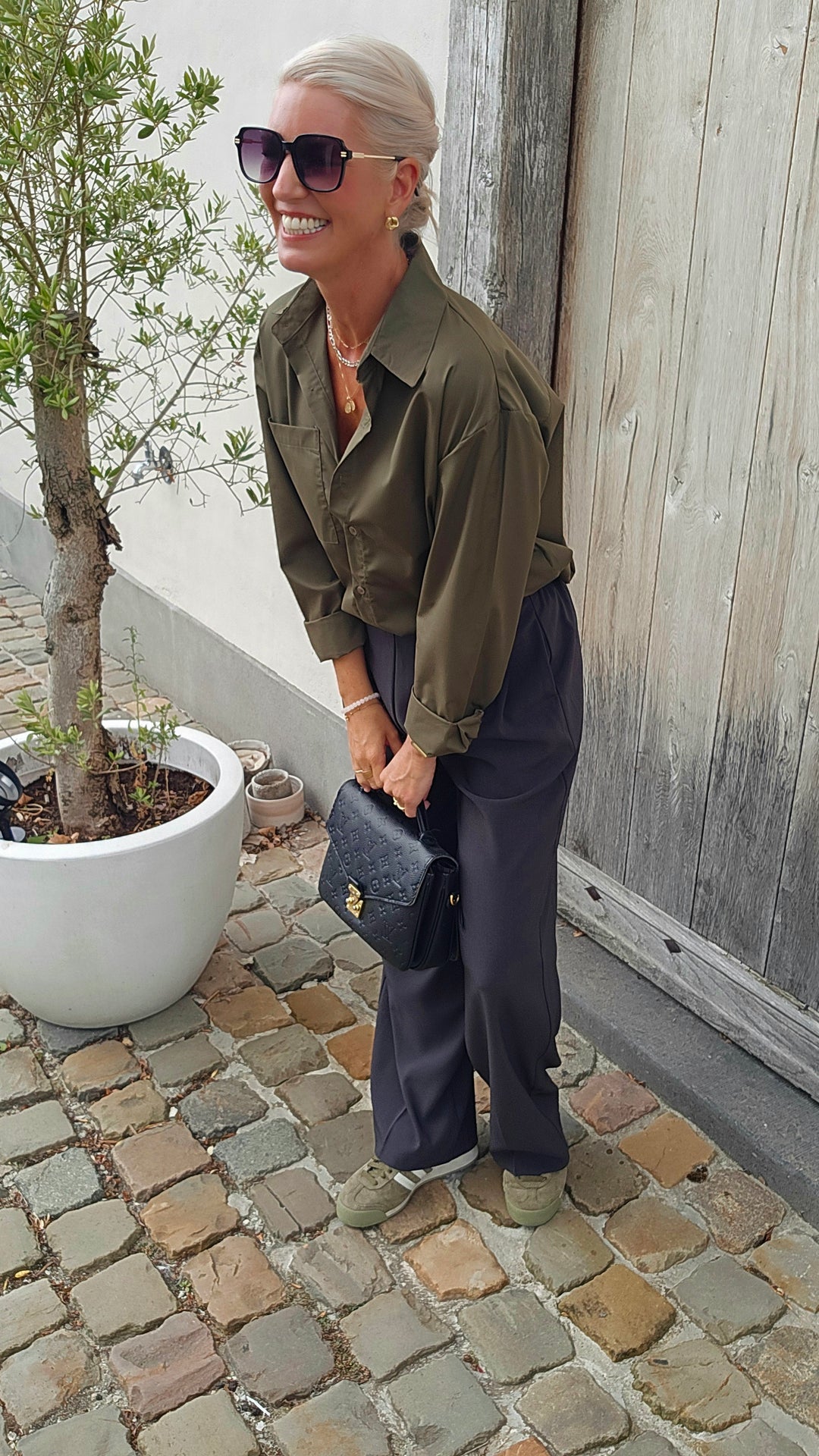 LOUIZE cotton shirt khaki