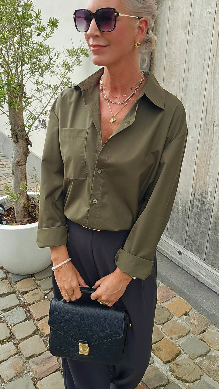 LOUIZE cotton shirt khaki