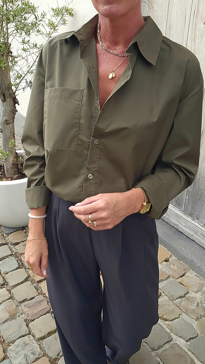 LOUIZE cotton shirt khaki