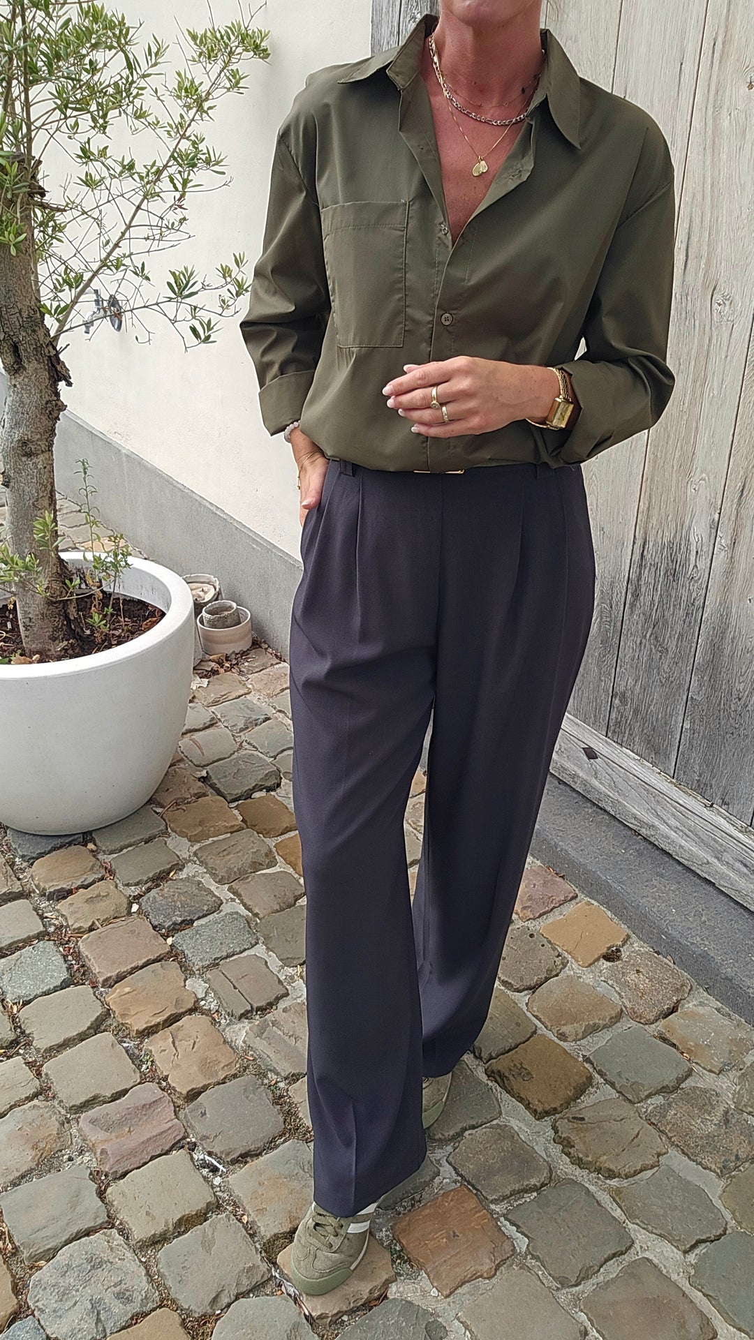 LOUIZE cotton shirt khaki