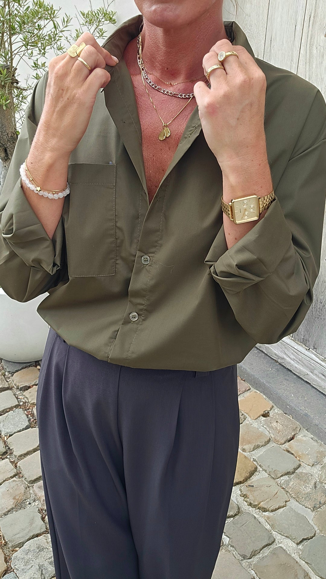 LOUIZE cotton shirt khaki