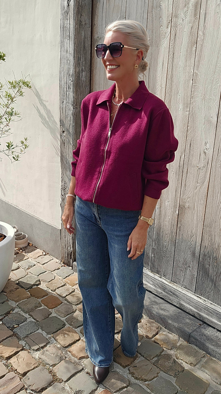 LÉONIE zip cardigan burgundy