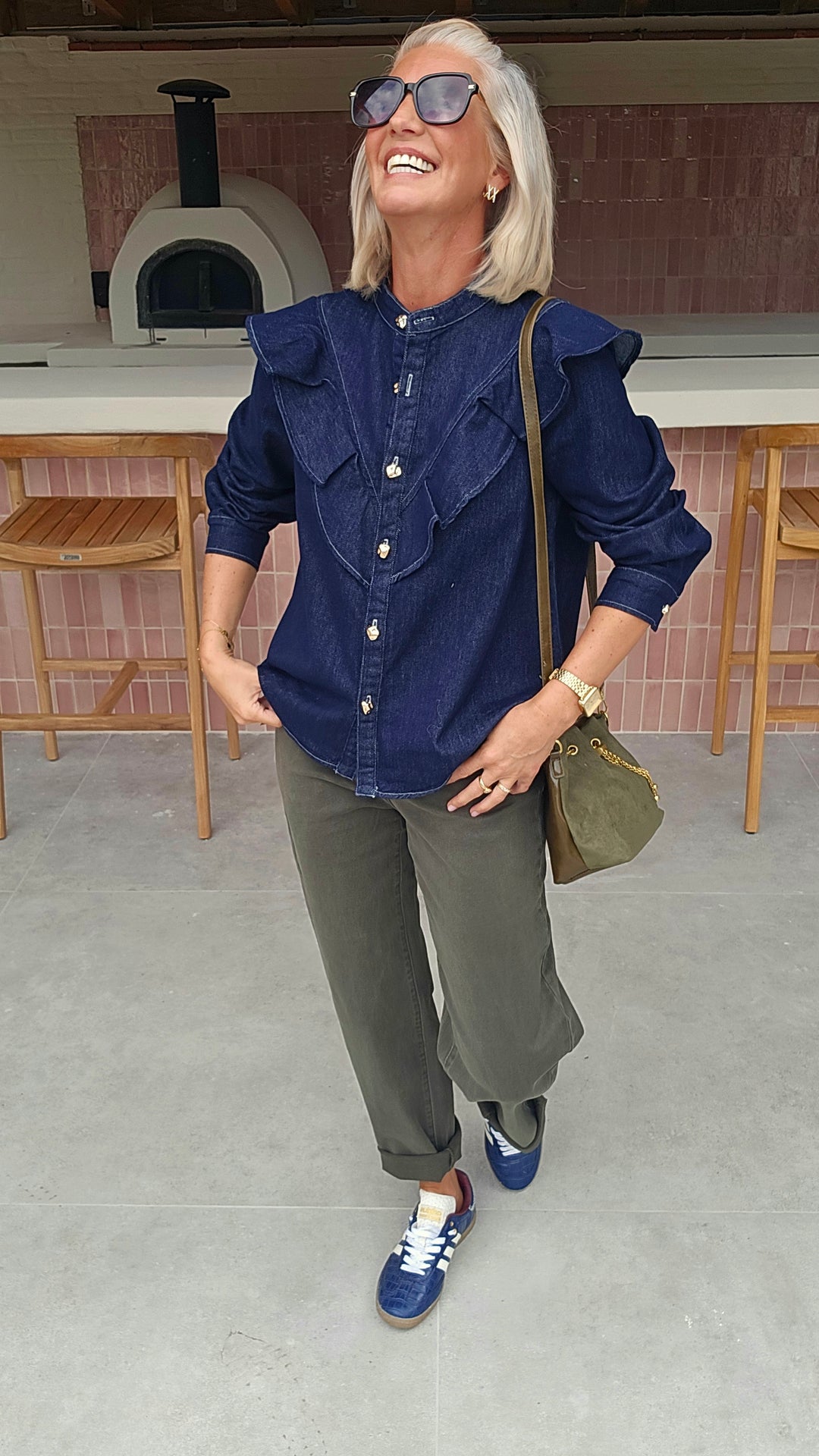 BOBBI mom jeans khaki