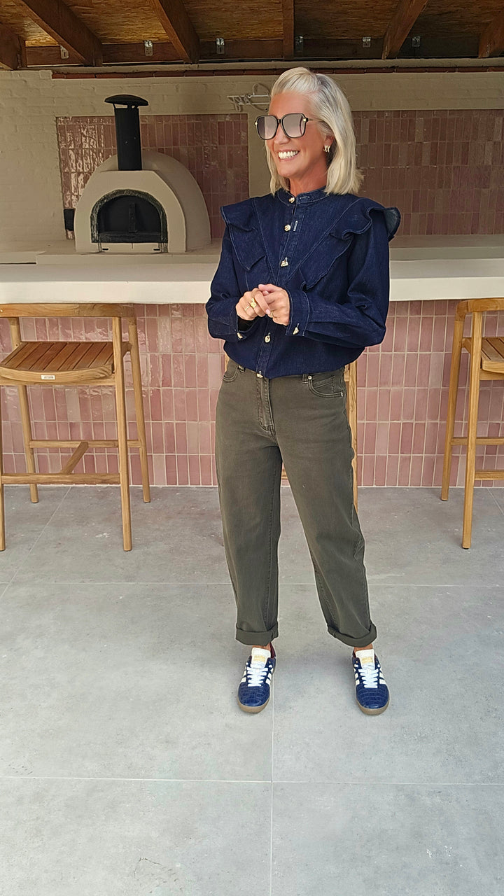 BOBBI mom jeans khaki