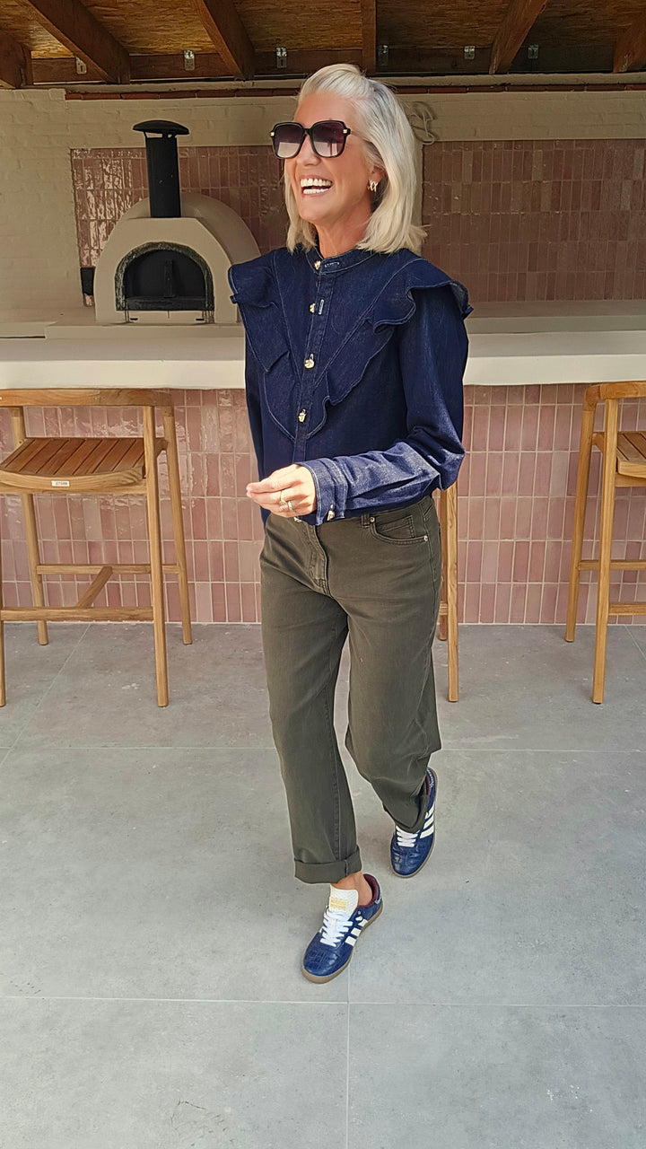 BOBBI mom jeans khaki