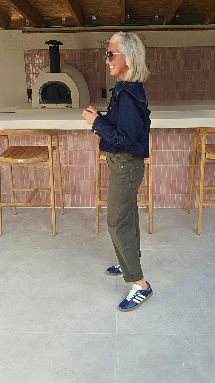 BOBBI mom jeans khaki