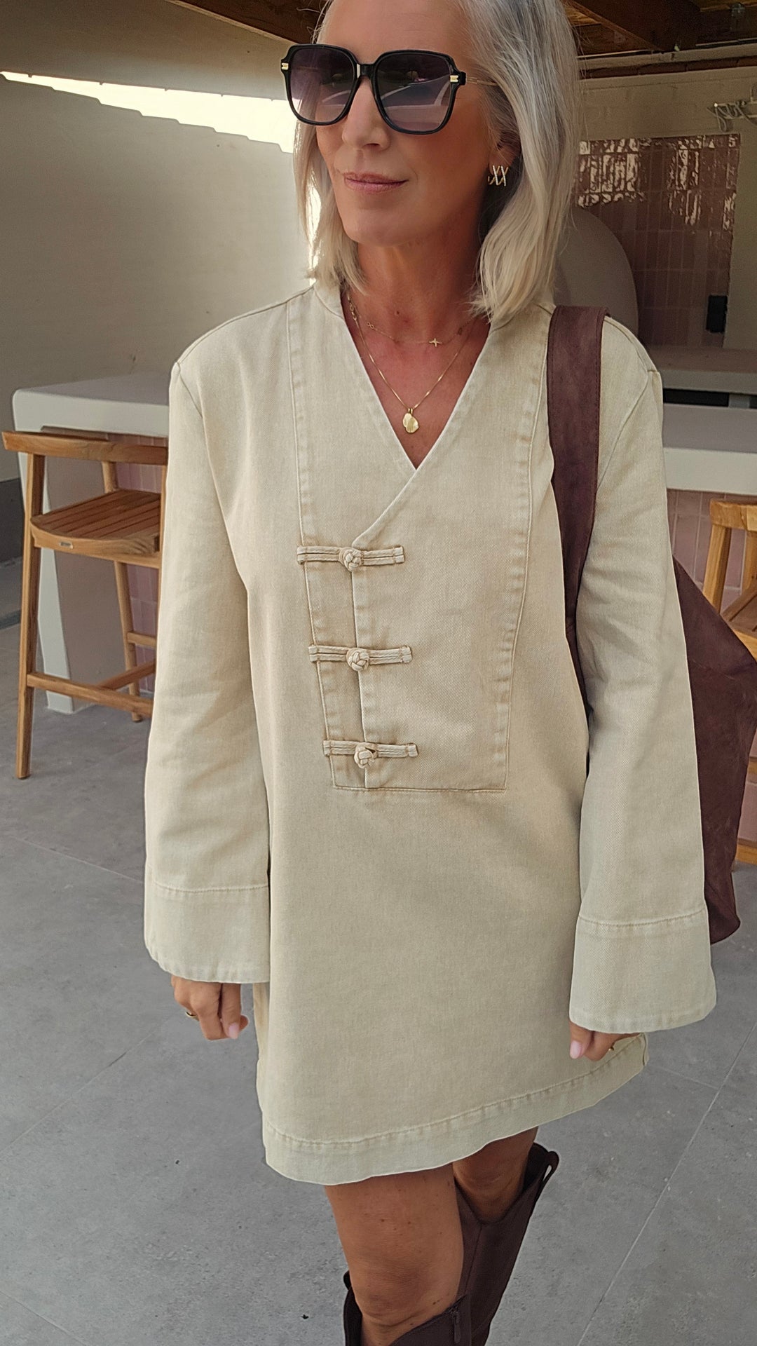 TESS denim dress washed beige