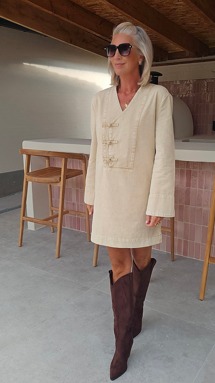 TESS denim dress washed beige
