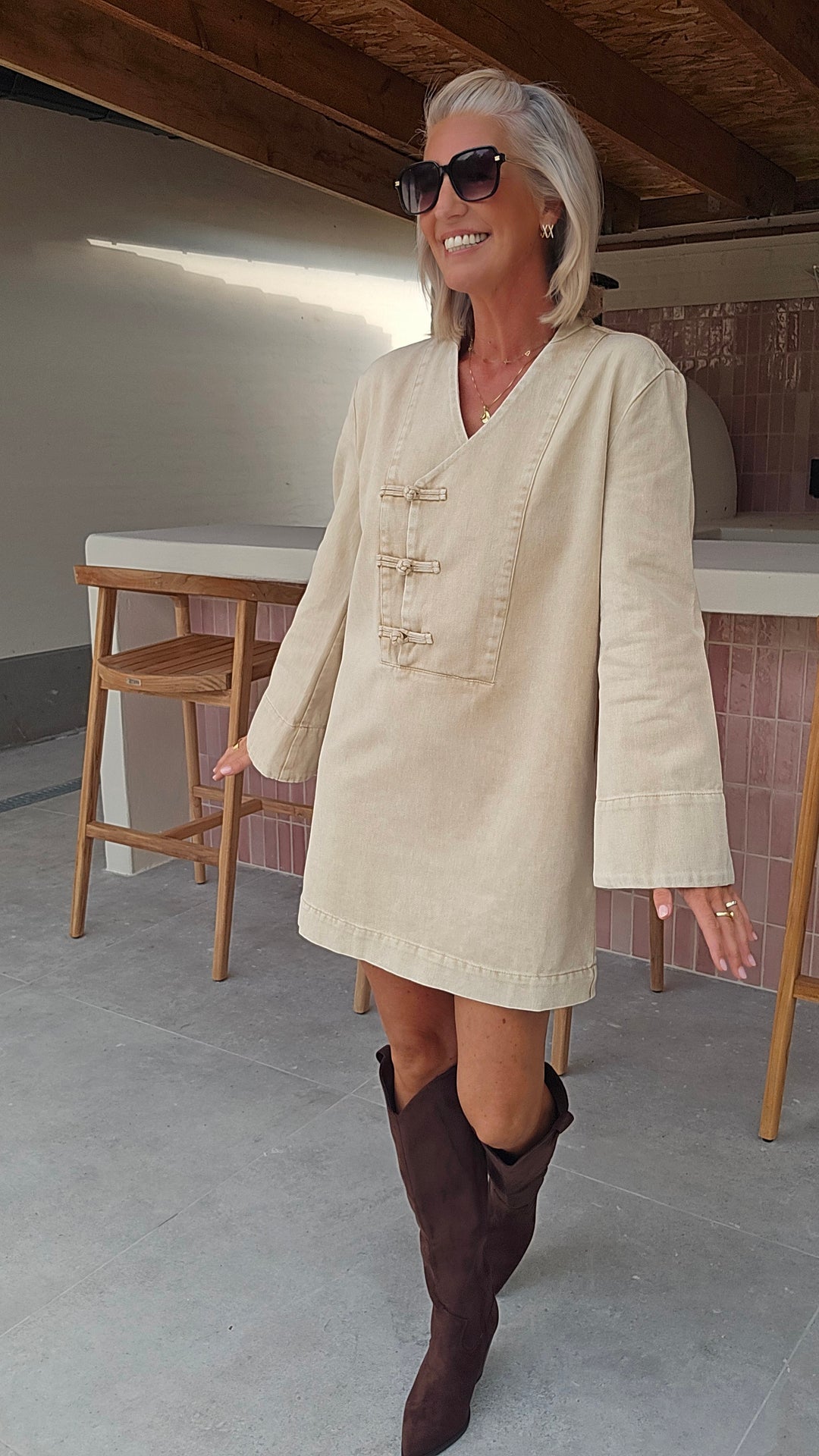 TESS denim dress washed beige