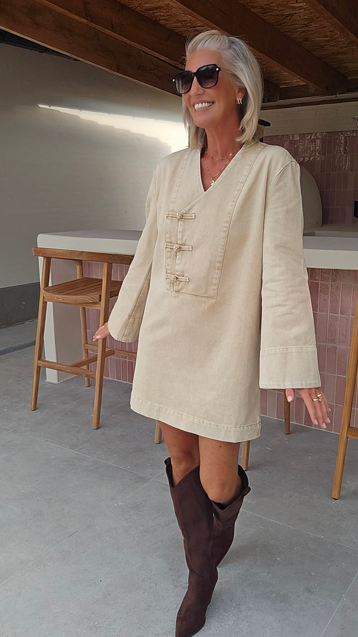 TESS denim dress washed beige