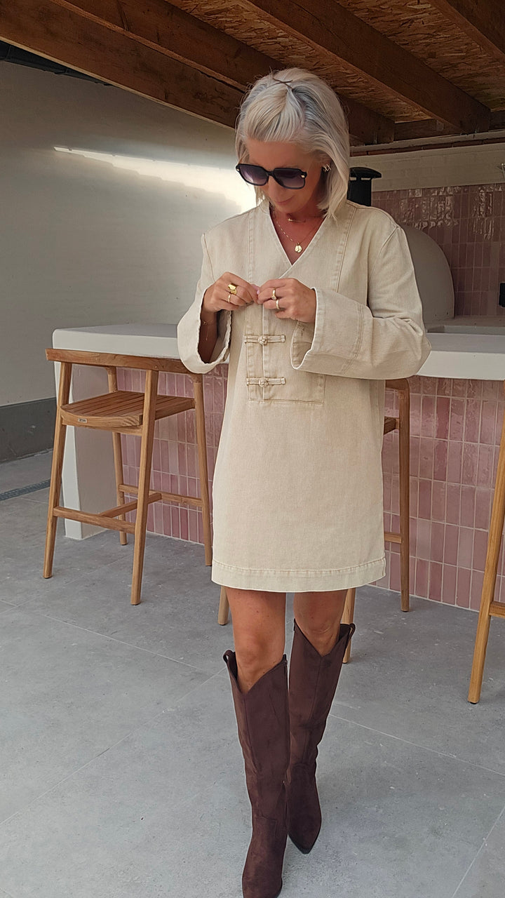 TESS denim dress washed beige