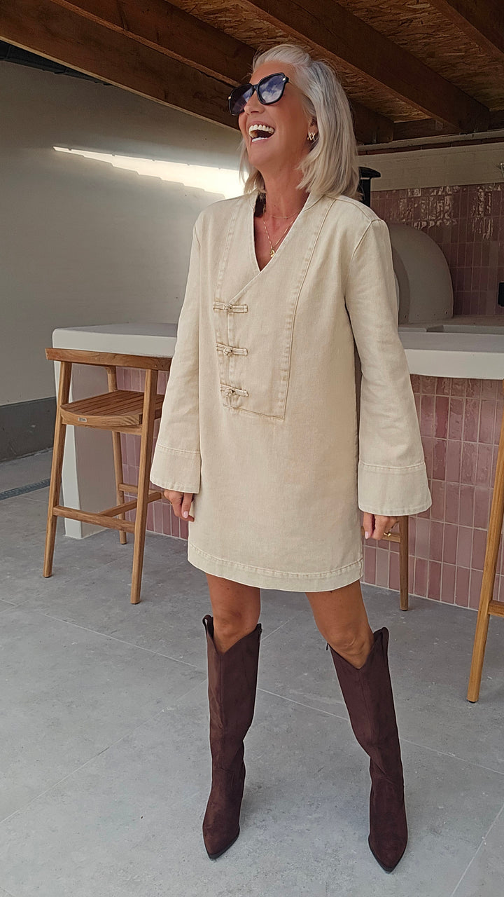 TESS denim dress washed beige