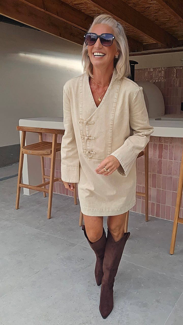 TESS denim dress washed beige