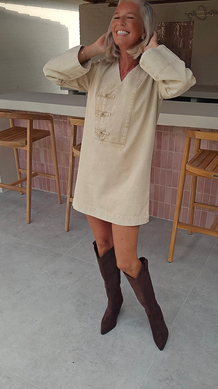 TESS denim dress washed beige