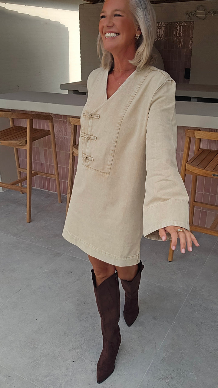 TESS denim dress washed beige