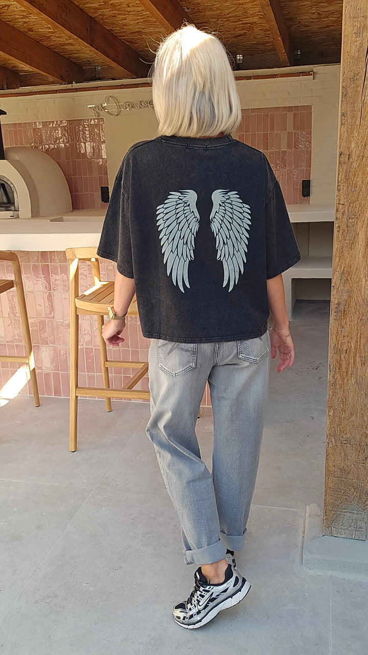 VICTORIA wings tee washed black