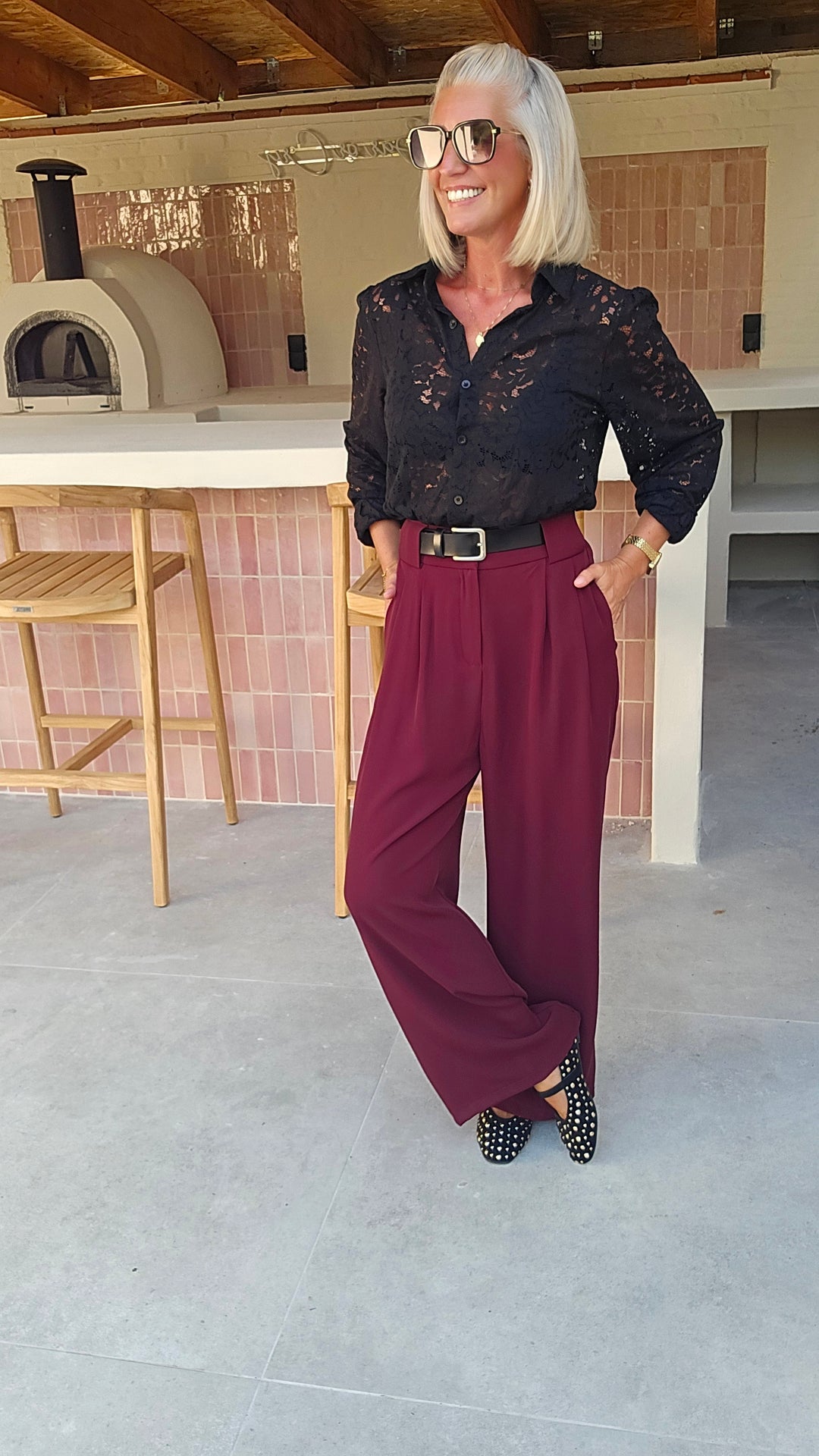 LEILA lace blouse black