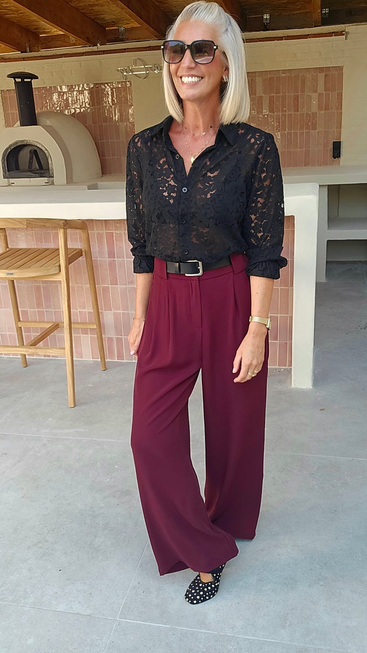 LEILA lace blouse black