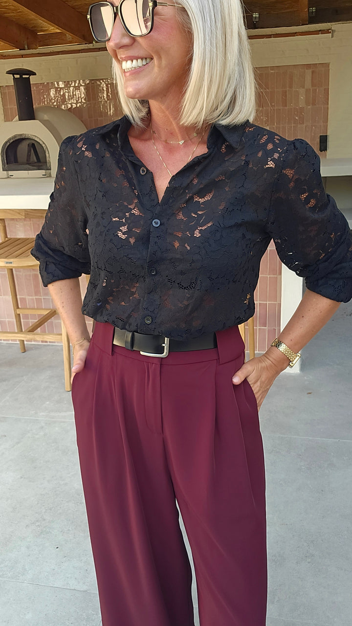 LEILA lace blouse black