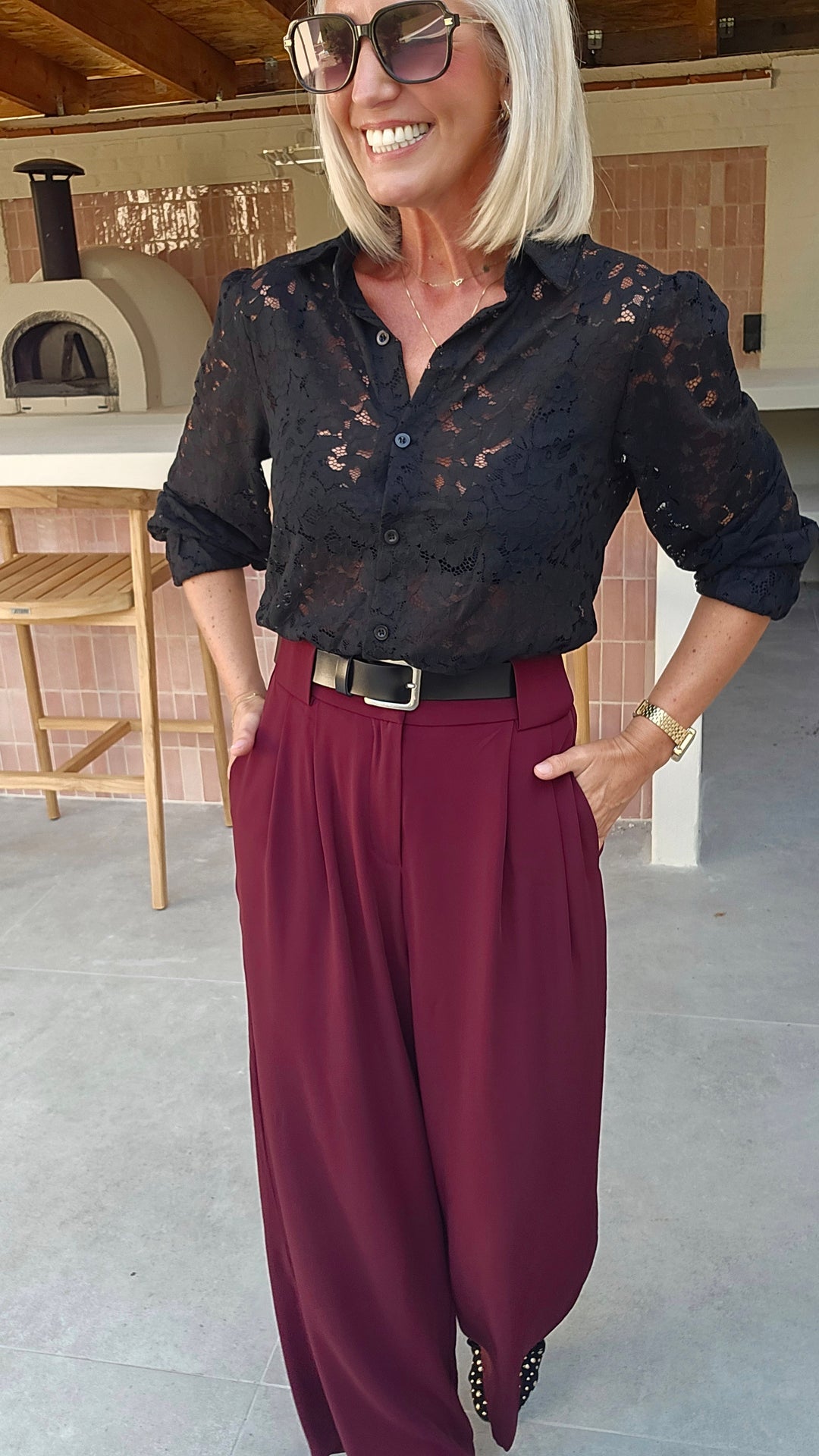 LEILA lace blouse black