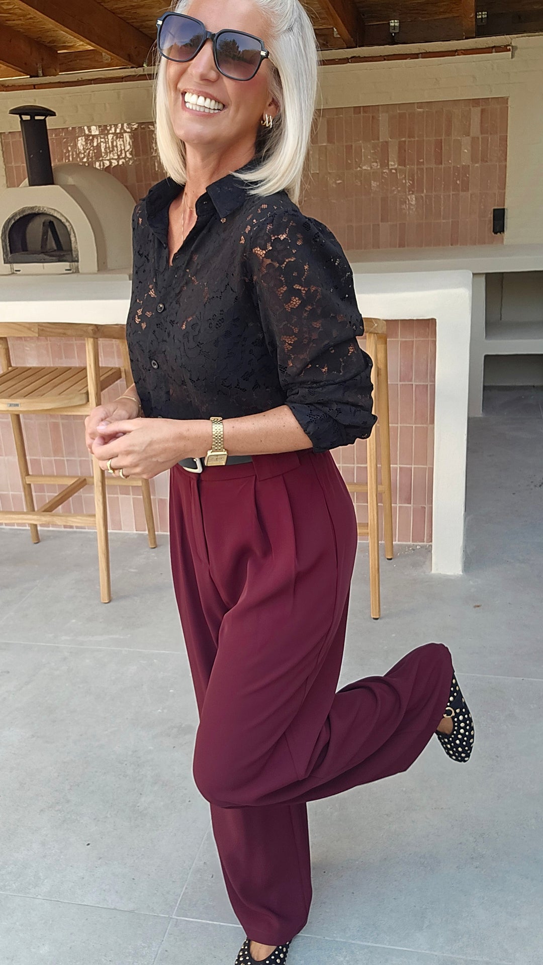 LEILA lace blouse black