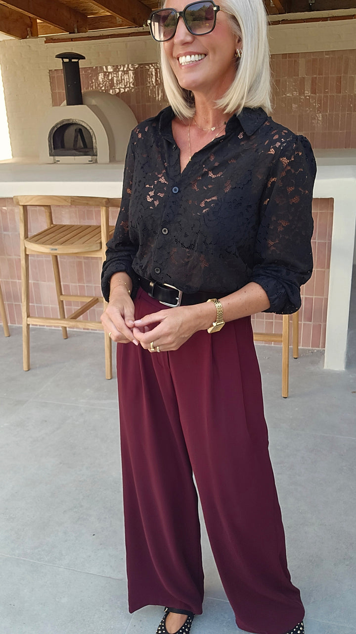 LEILA lace blouse black