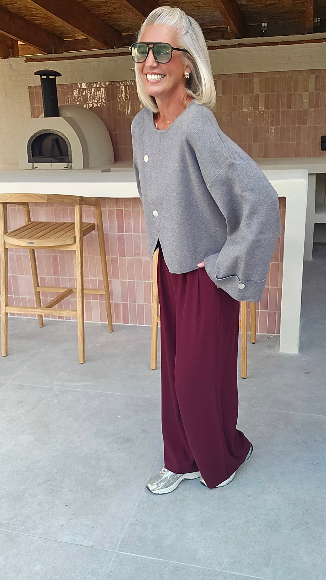 BIA loose trousers burgundy